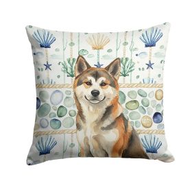 Sesame Akita Coastal Sea Glass Throw Pillow Decorative Indoor Outdoor Accent Cushion for Couch, Bed or Patio, 18Hx18W
