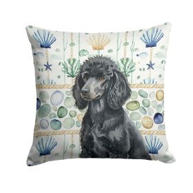 Standard Black Poodle Coastal Sea Glass Throw Pillow Decorative Indoor Outdoor Accent Cushion for Couch, Bed or Patio, 18Hx18W