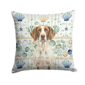 Liver and White Pointer Coastal Sea Glass Throw Pillow Decorative Indoor Outdoor Accent Cushion for Couch, Bed or Patio, 18Hx18W