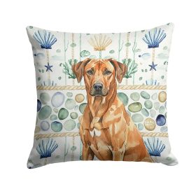 Rhodesian Ridgeback Coastal Sea Glass Throw Pillow Decorative Indoor Outdoor Accent Cushion for Couch, Bed or Patio, 18Hx18W