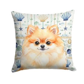 Pomeranian Coastal Sea Glass Throw Pillow Decorative Indoor Outdoor Accent Cushion for Couch, Bed or Patio, 18Hx18W