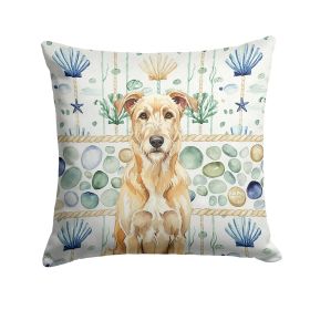 Wheaten Irish Wolfhound Coastal Sea Glass Throw Pillow Decorative Indoor Outdoor Accent Cushion for Couch, Bed or Patio, 14Hx14W