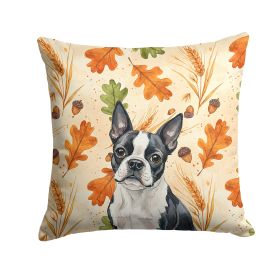 Boston Terrier Heirloom Fall Throw Pillow Decorative Indoor Outdoor Accent Cushion for Couch, Bed or Patio, 14Hx14W