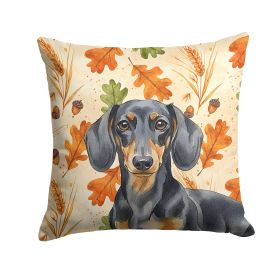 Black and Tan Dachshund Heirloom Fall Throw Pillow Decorative Indoor Outdoor Accent Cushion for Couch, Bed or Patio, 14Hx14W