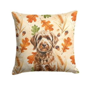 Chocolate Labradoodle Heirloom Fall Throw Pillow Decorative Indoor Outdoor Accent Cushion for Couch, Bed or Patio, 18Hx18W