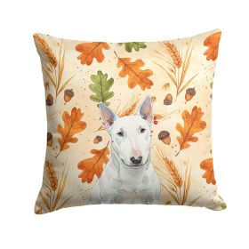 White Miniature Bull Terrier Heirloom Fall Throw Pillow Decorative Indoor Outdoor Accent Cushion for Couch, Bed or Patio, 18Hx18W