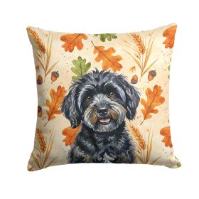 Black Havanese Heirloom Fall Throw Pillow Decorative Indoor Outdoor Accent Cushion for Couch, Bed or Patio, 18Hx18W