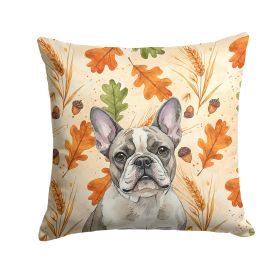 Pied French Bulldog Heirloom Fall Throw Pillow Decorative Indoor Outdoor Accent Cushion for Couch, Bed or Patio, 18Hx18W