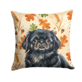 Black Pekingese Heirloom Fall Throw Pillow Decorative Indoor Outdoor Accent Cushion for Couch, Bed or Patio, 18Hx18W