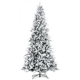 9 Foot Pine Snow Flocked Artificial Christmas Tree with 616 Realistic Cedar Branches, Auto Open, Home Holiday Decoration, Green (Option: Green-1420x425x470 mm)