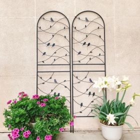 2 Pack Metal Garden Trellis 71" X 19.7" Rustproof Trellis For Climbing Plants Outdoor Flower Support Bird Deco Black (Option: Black)
