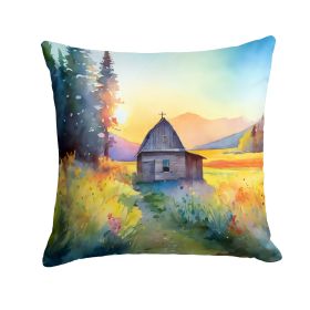 Montana Bitterroot in Watercolor Throw Pillow Machine Washable, Indoor Outdoor Decorative Pillow for Couch, Bed or Patio, 18Hx18W (Default: Default)